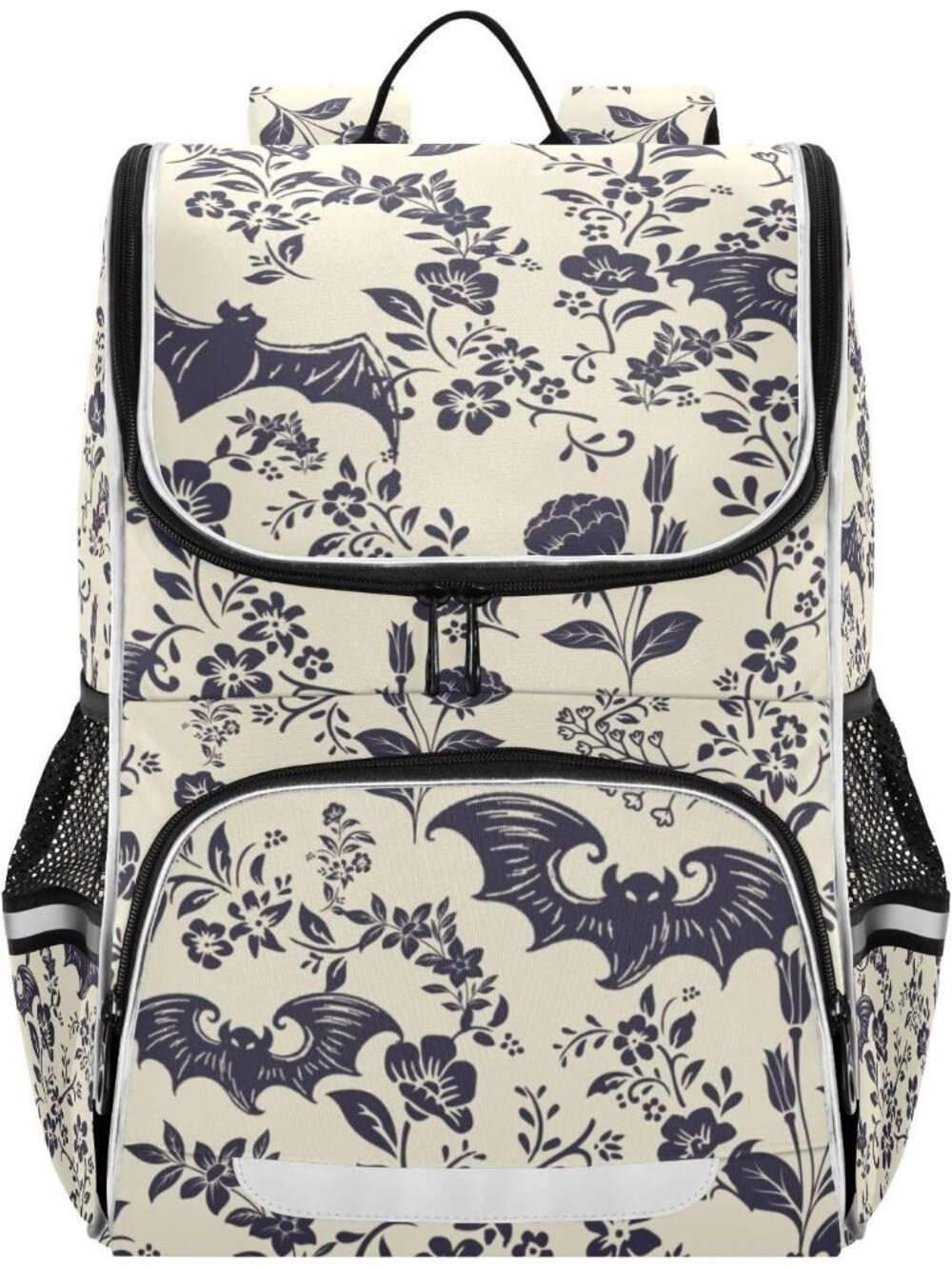 🎃Backpack with Reflective Strip Bat Flower for Kids Boys Elementary School